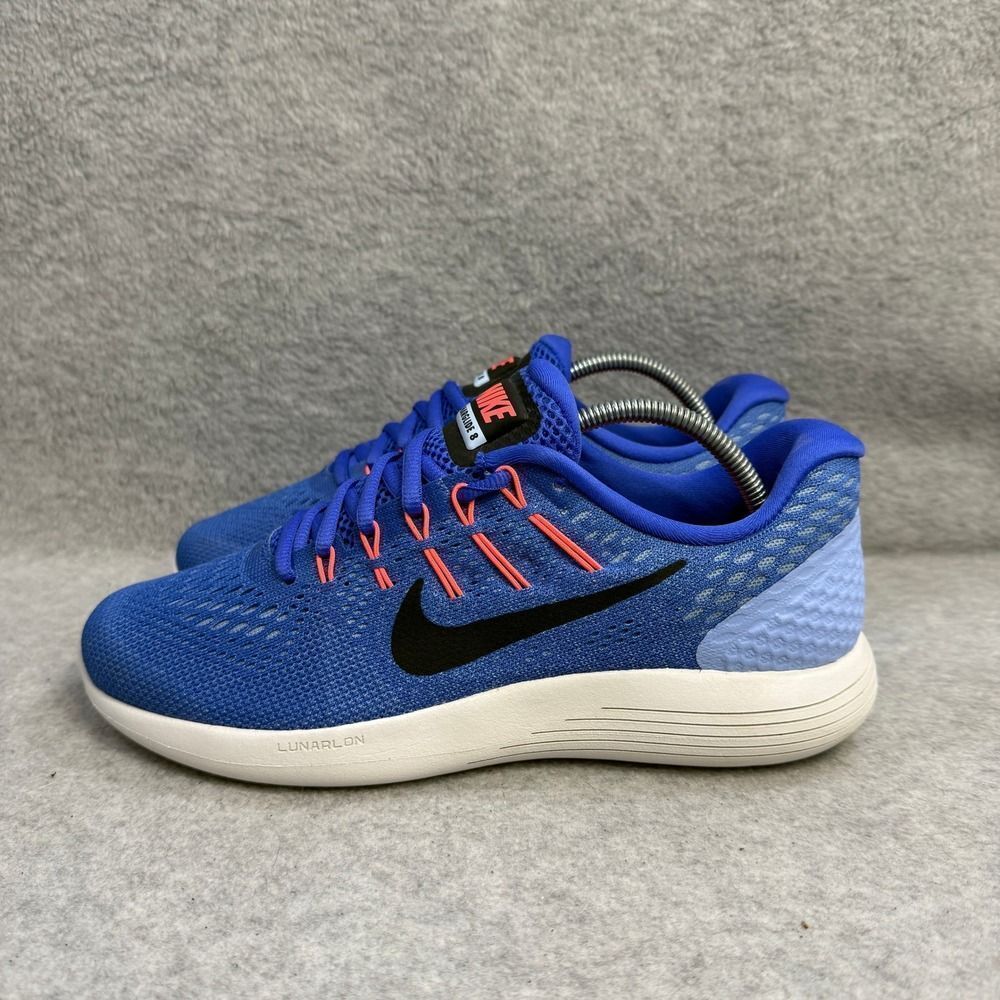Nike Lunarglide 8 Womens Shoes Size 7.5 Blue & White Running Sneakers AA8677-406